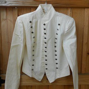 Medium size cream colored Button up shirt. By New Frontier